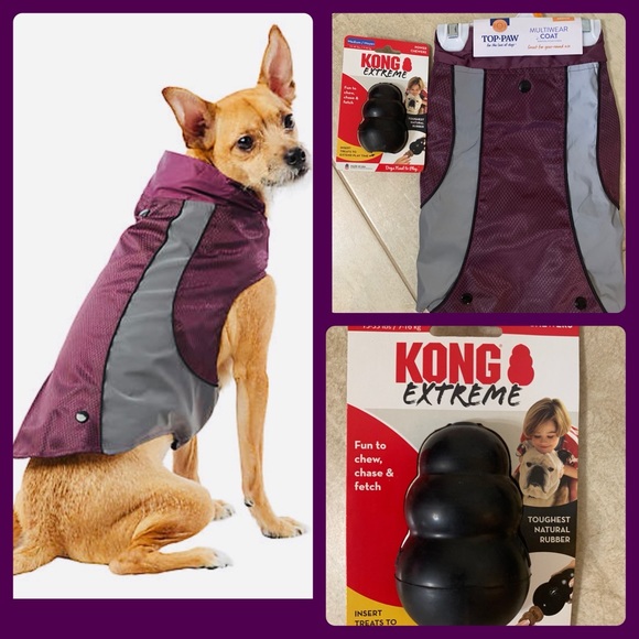 Top Paw and Kong Dog Top Paw 3in Pet Coat And Kong Extreme Dog Toy